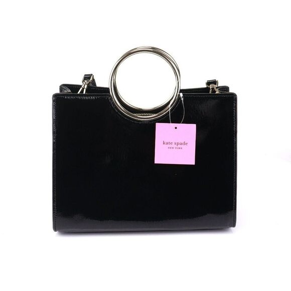 NWT Kate Spade Sam Bracelet Bag Tote Black Patent - Picture 7 of 11